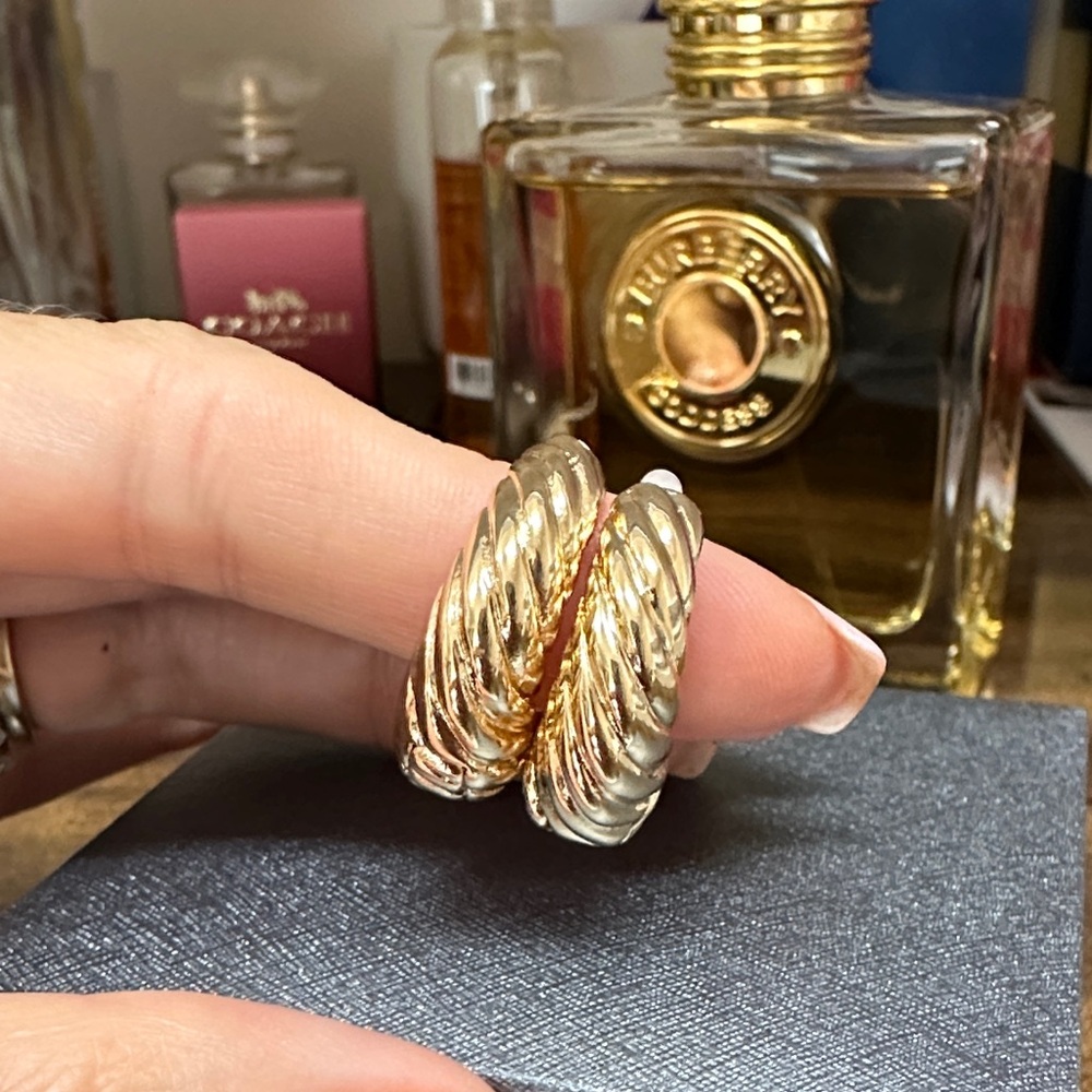 House of Harlow 1960 Silver and Gold Twisted Hoop Earrings